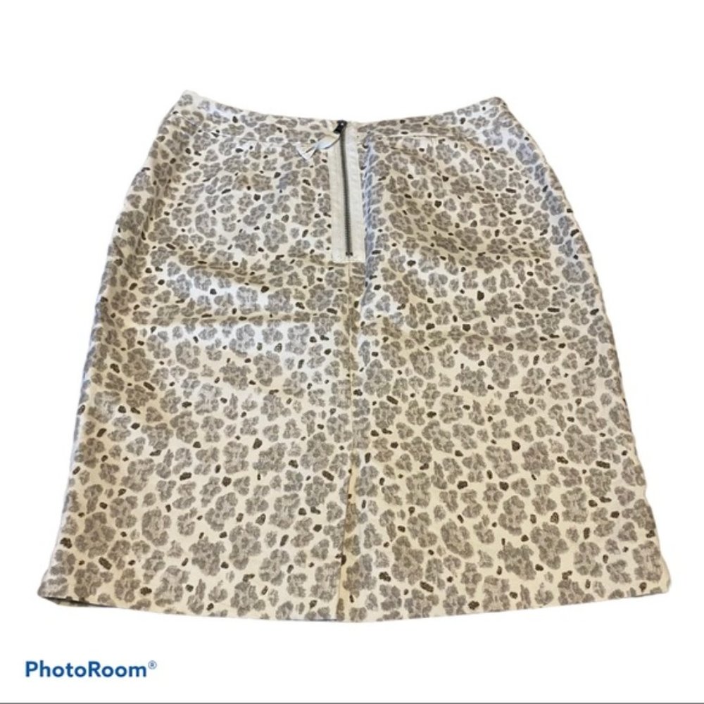 Loft Animal Print Gray White Pencil Skirt Womens